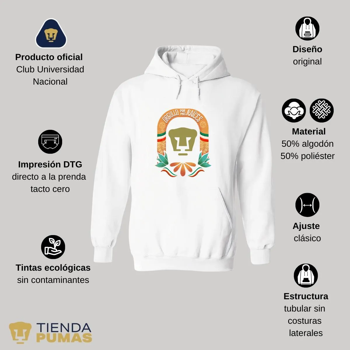 Sudadera Mujer Hoodie  Pumas UNAM por mis raíces