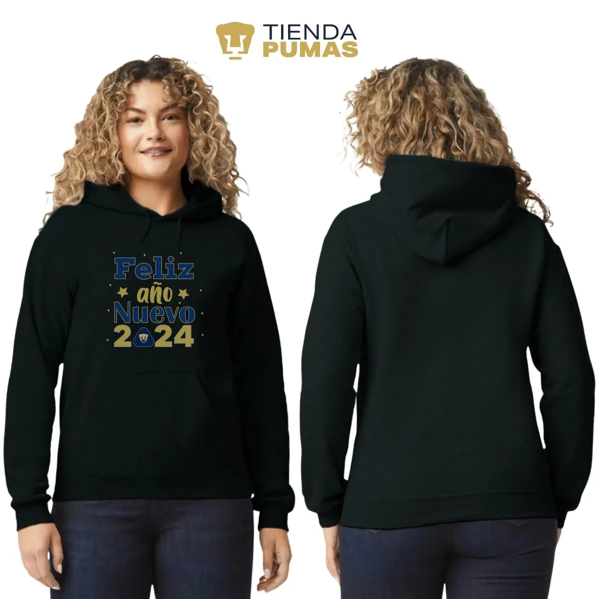 Sudadera Para Mujer Hoodie Pumas UNAM Feliz Ao Nuevo