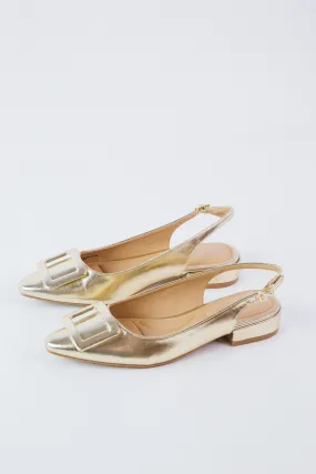 Sweetie Metal Slingback Low Heel, Gold | Dirty Laundry