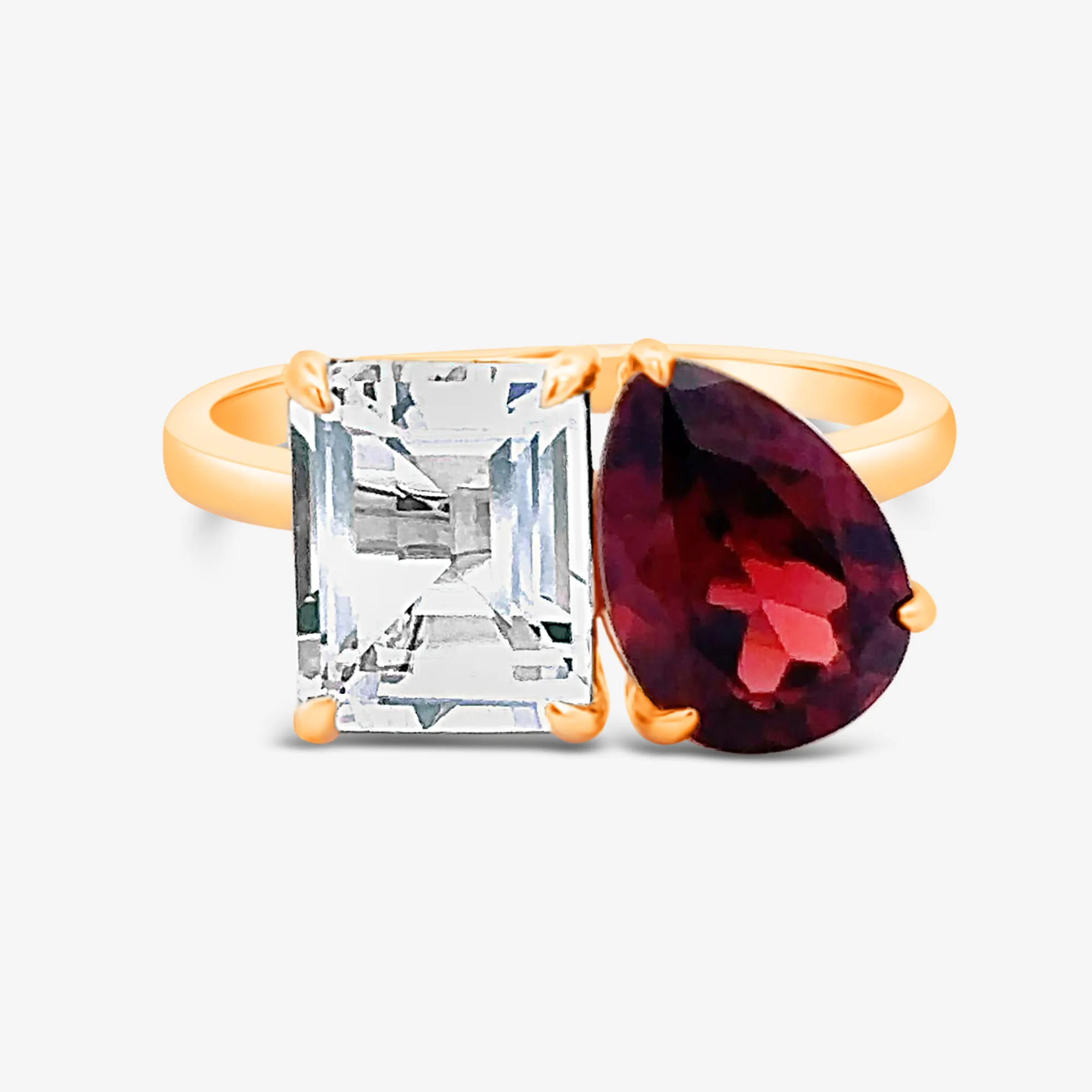 The Petite Deux - Garnet & White Topaz Ring