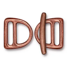 TierraCast - 14mm Slotted D Ring Clasp Set - Copper (Contains 2 D Rings and 1 Bar - Requires Jumpring)