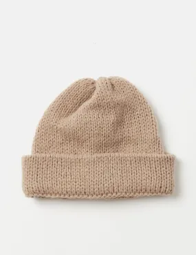 Universal Works Short Watch Beanie Hat - Camel Brown