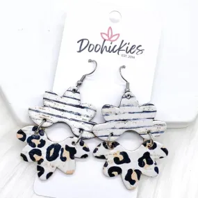 Vintage Thin Stripes & Cheetah Love Blossom Corkie Earrings