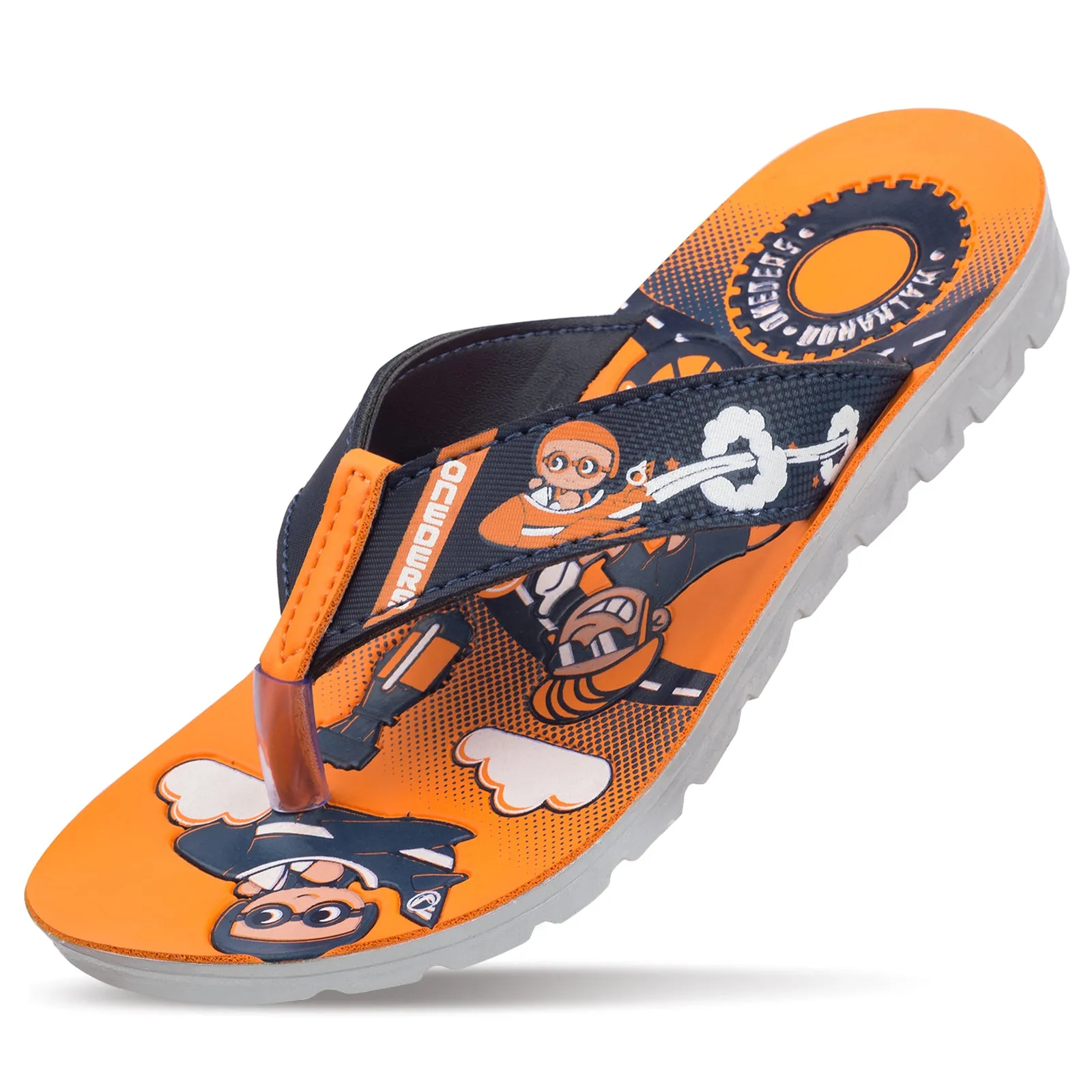 Walkaroo Kids Cartoonic Thong Sandals  - WK799 Blue Orange