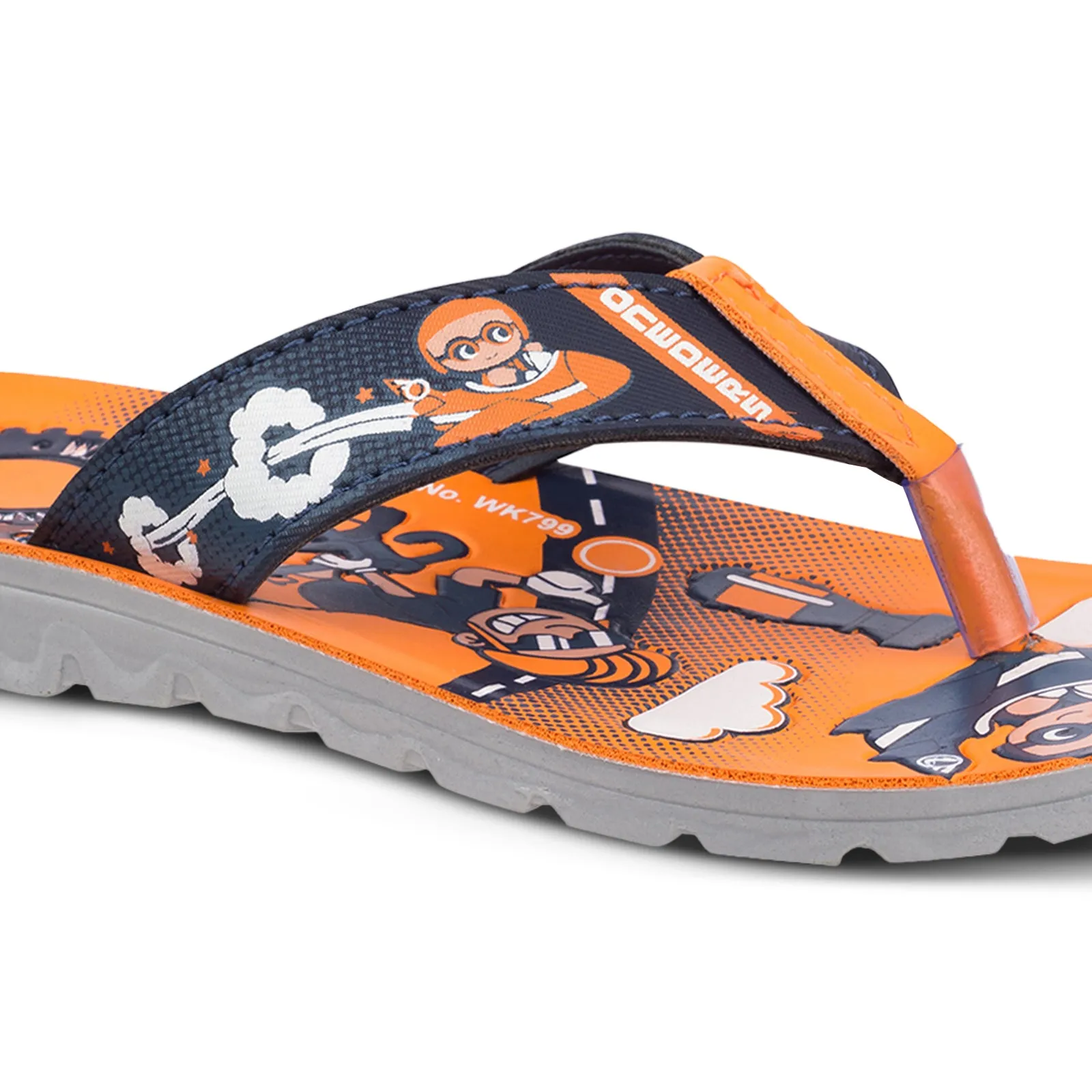 Walkaroo Kids Cartoonic Thong Sandals  - WK799 Blue Orange