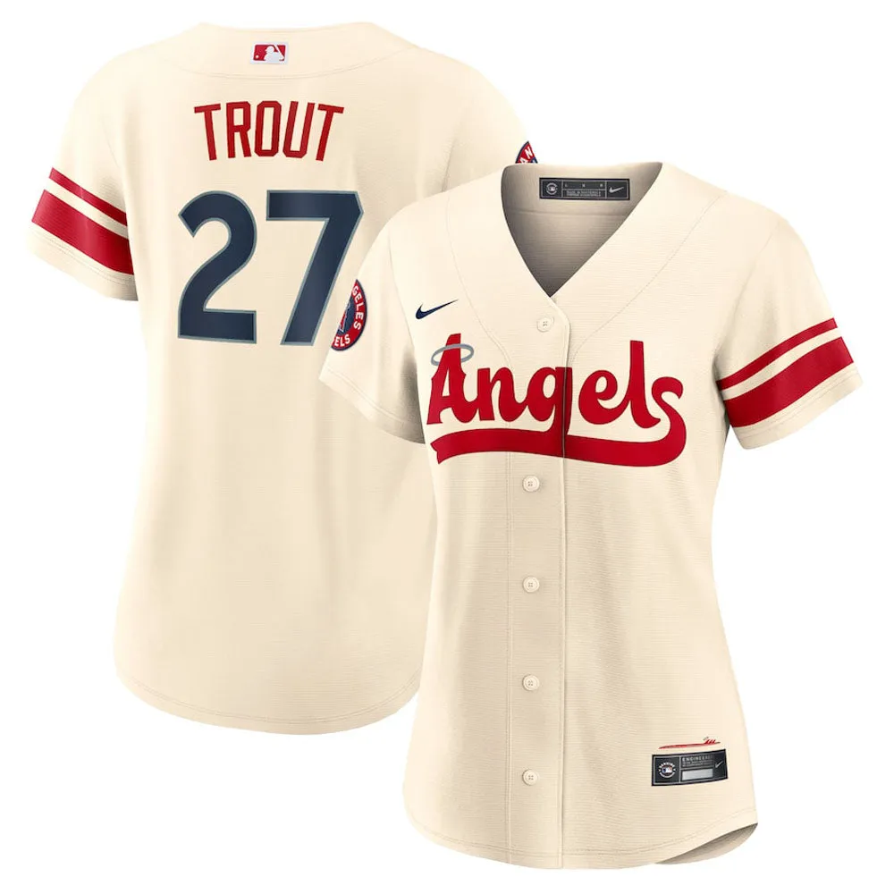 Women's Los Angeles Angels Mike Trout City Connect Replica Jersey - Cream