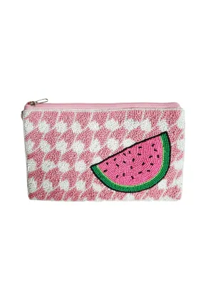 ZODA PINK WATERMELON BEADED POUCH